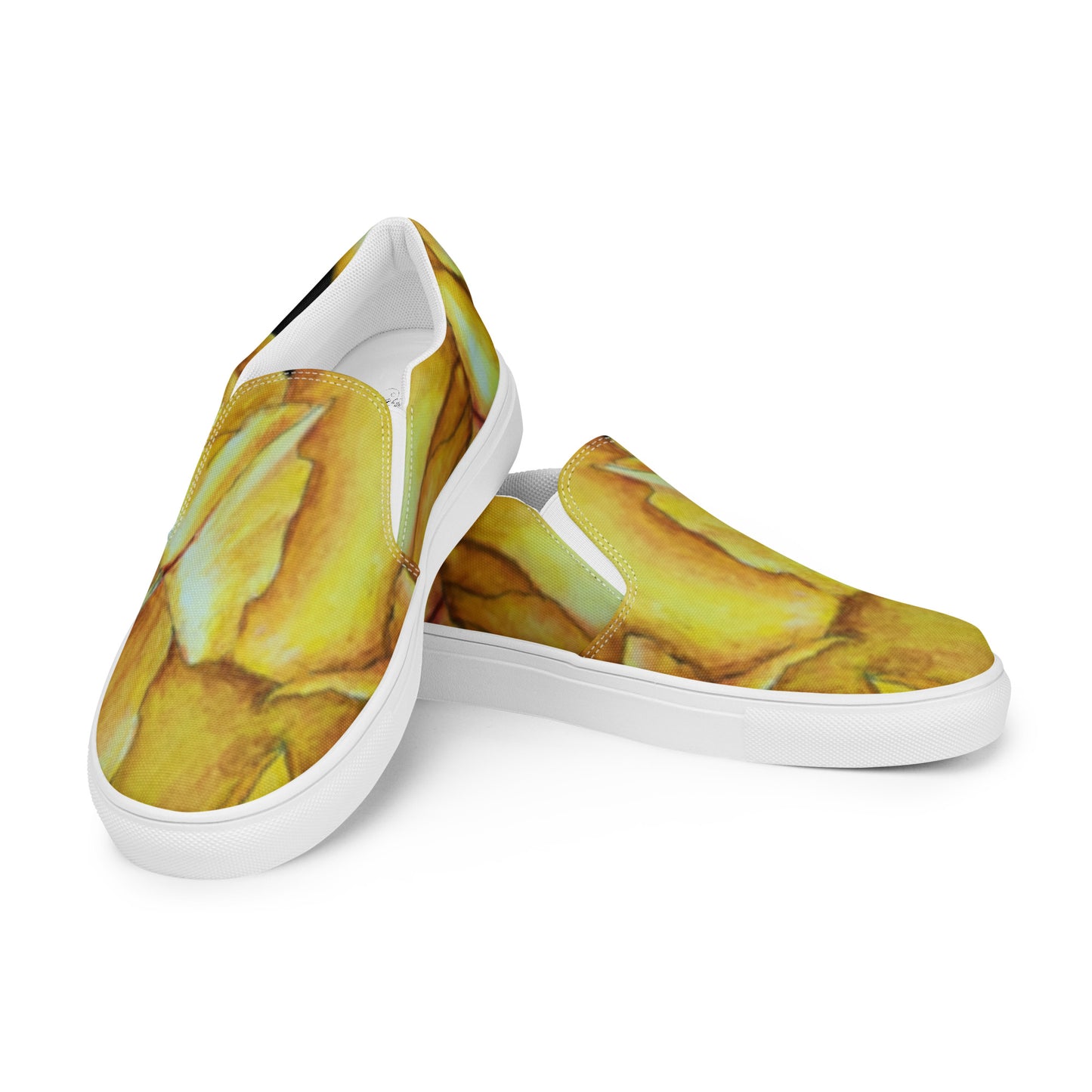 Women’s Slip-on Canvas Shoes - Sunny Blooms: Yellow Gladiola Artwork Design