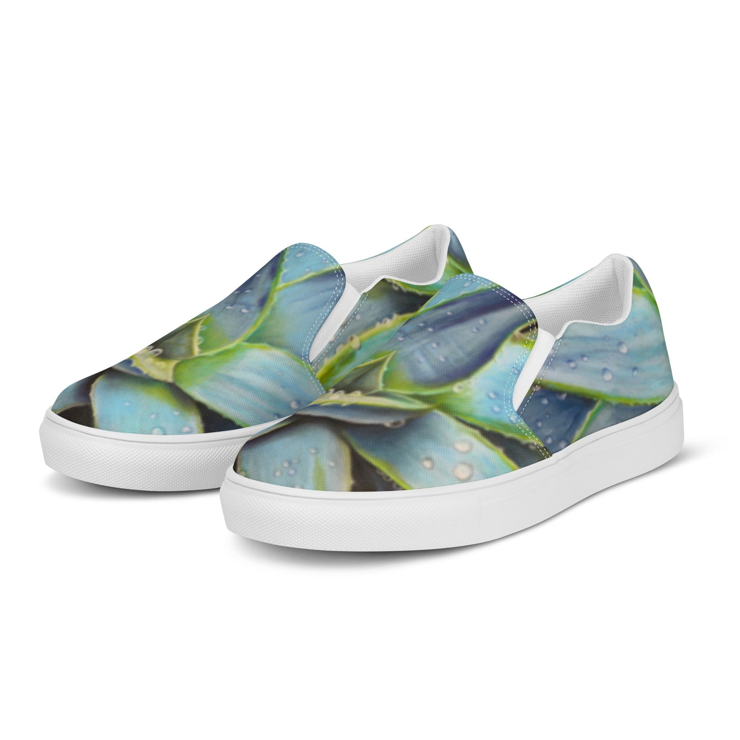 Women’s Slip-on Canvas Shoes - Desert Jewel, Colorful Agave Plant Artwork Design