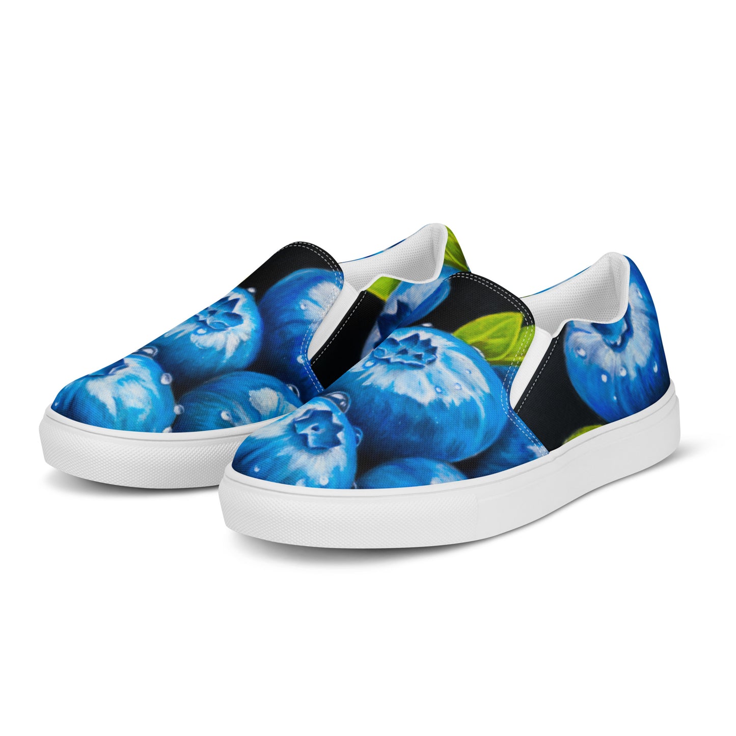 Women’s slip-on canvas shoes - Blueberry Bliss, Berry Artwork Design