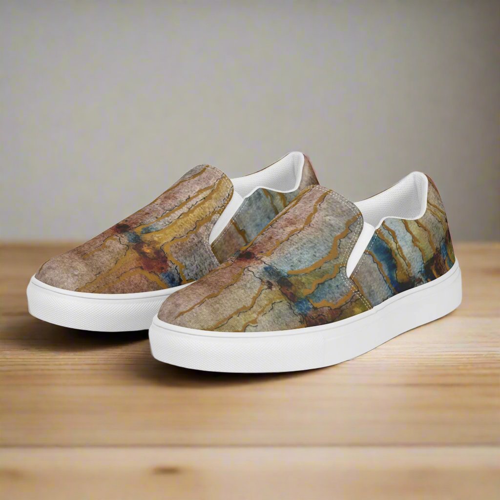 Women’s Slip-on Canvas Shoes - Twilight Reflections, Abstract Sunset Artwork Design