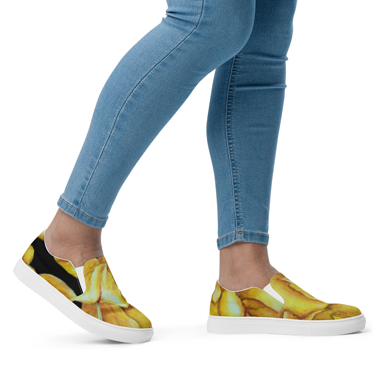 Women’s Slip-on Canvas Shoes - Sunny Blooms: Yellow Gladiola Artwork Design