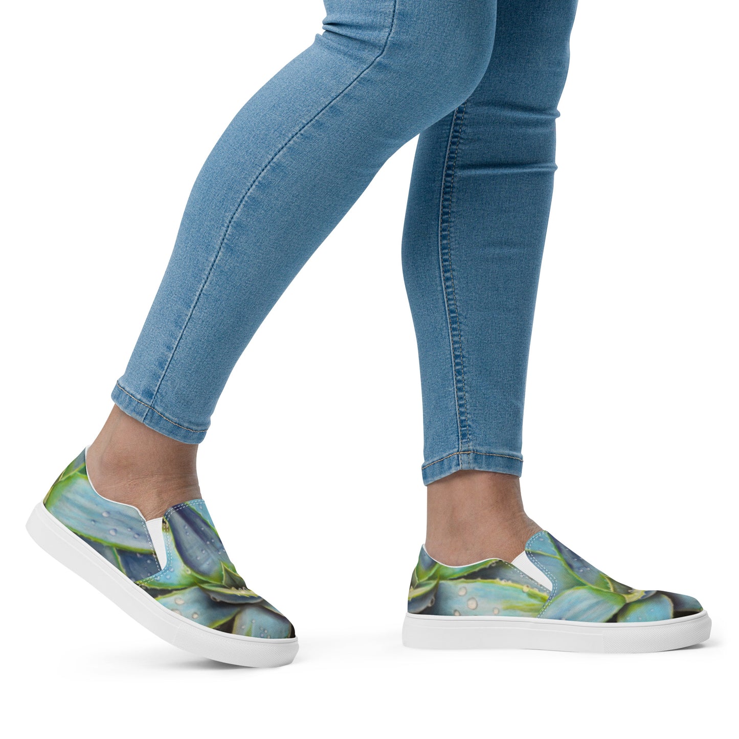 Women’s Slip-on Canvas Shoes - Desert Jewel, Colorful Agave Plant Artwork Design