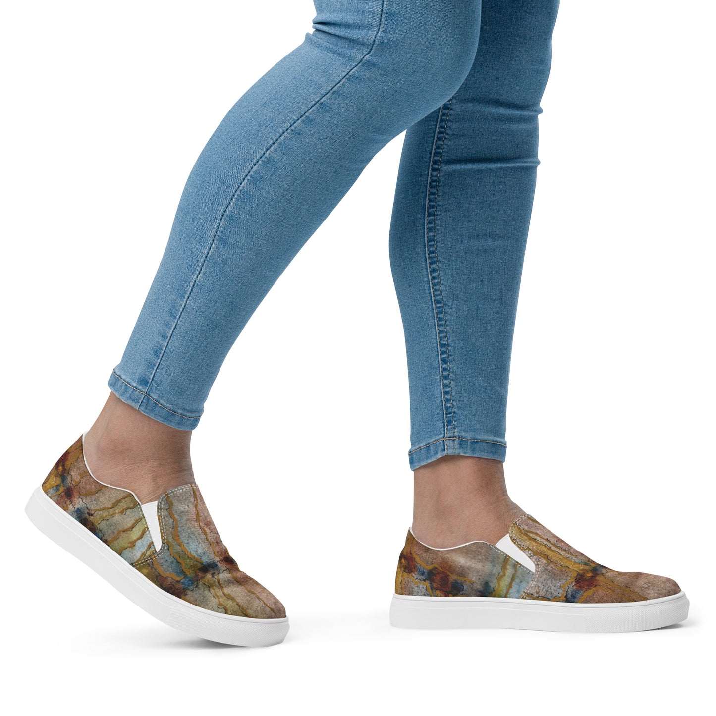 Women’s Slip-on Canvas Shoes - Twilight Reflections, Abstract Sunset Artwork Design