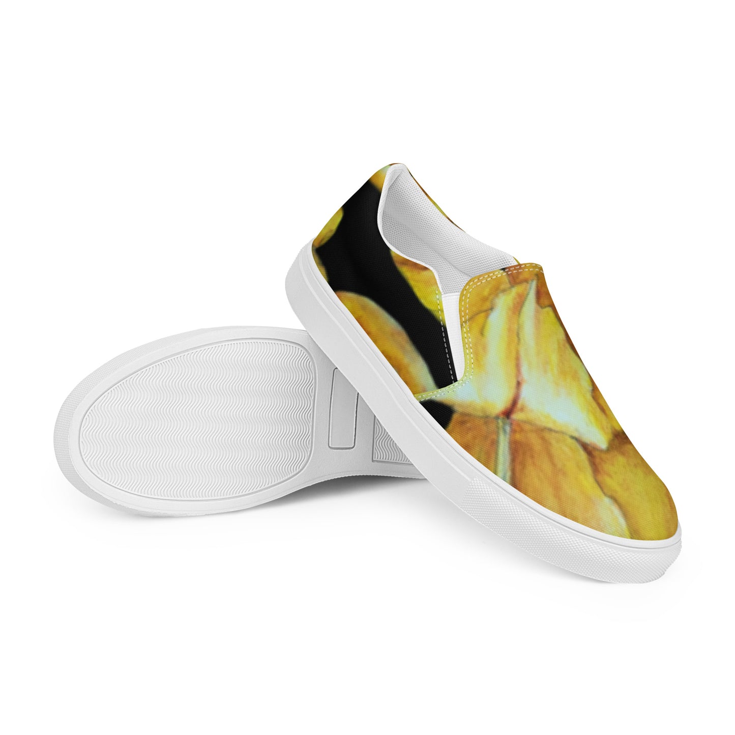 Women’s Slip-on Canvas Shoes - Sunny Blooms: Yellow Gladiola Artwork Design