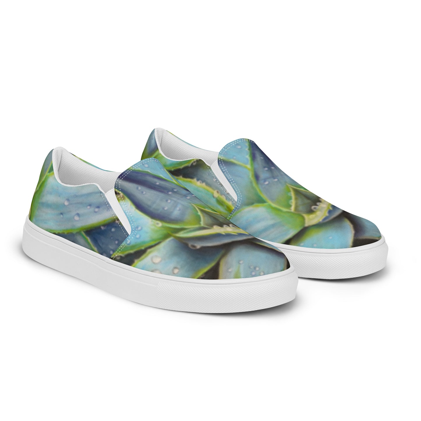 Women’s Slip-on Canvas Shoes - Desert Jewel, Colorful Agave Plant Artwork Design