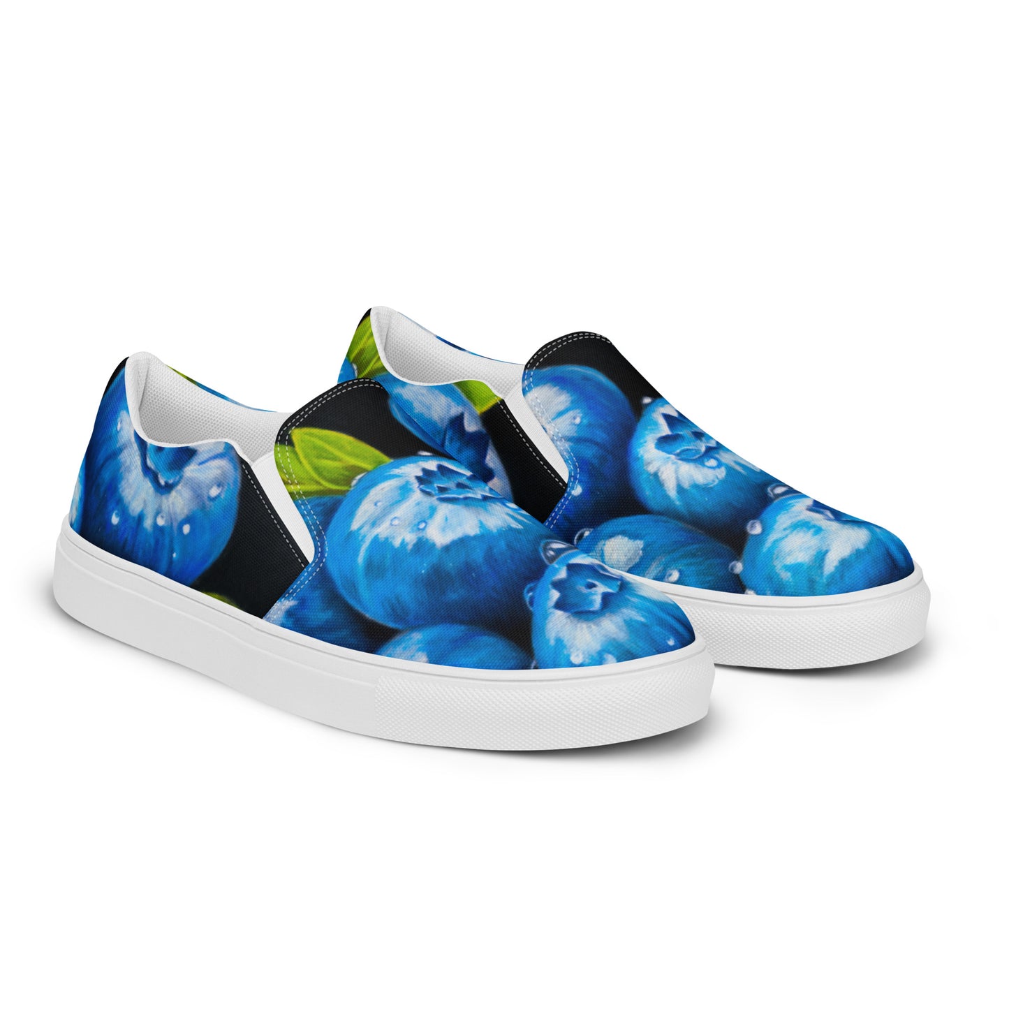 Women’s slip-on canvas shoes - Blueberry Bliss, Berry Artwork Design