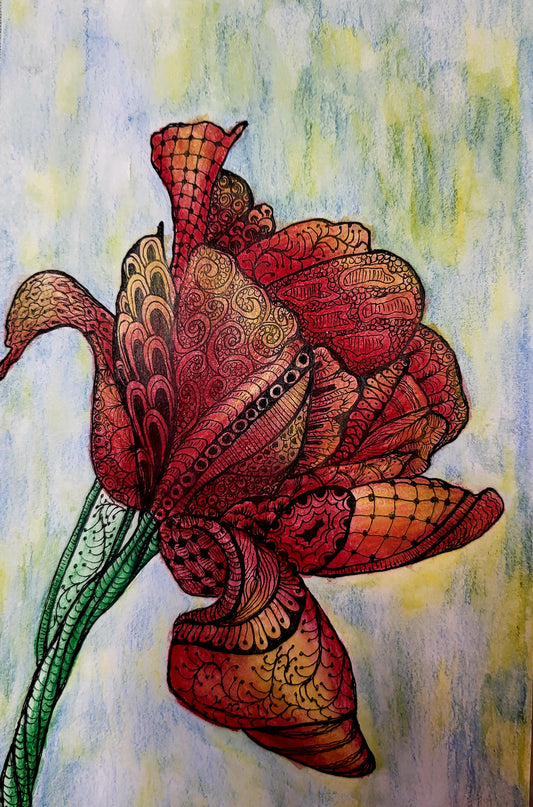 Original Artwork (sold) Zentangle Flower